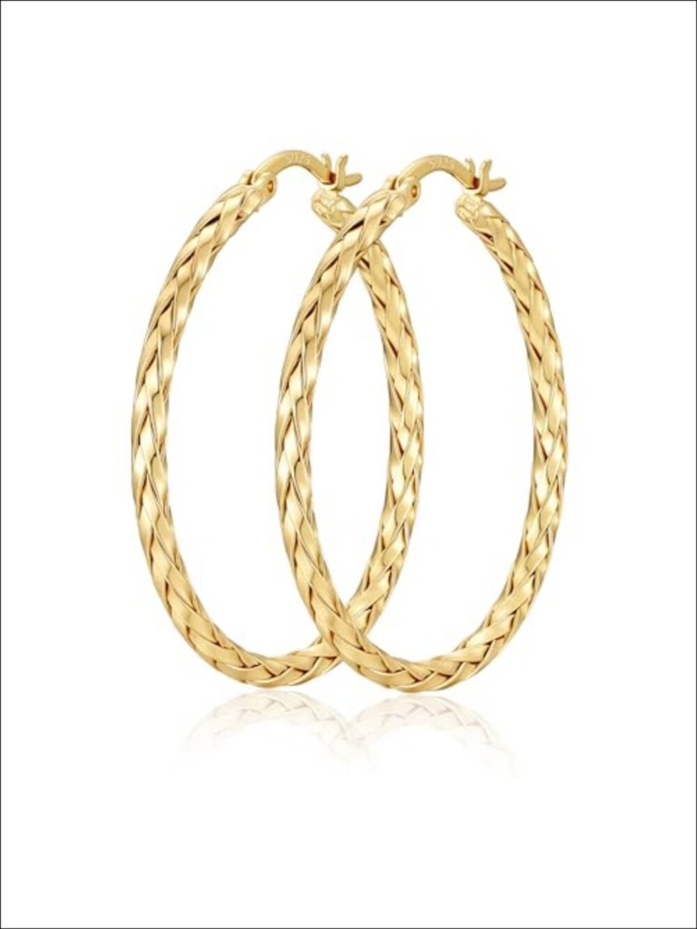 Hypoallergenic 925 Sterling Silver Post Hoop Earrings 14K Gold Plated Twisted